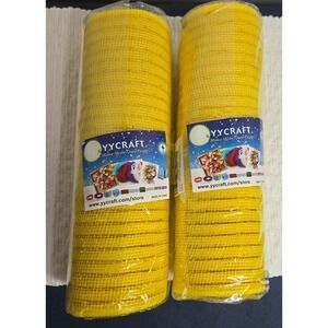 YY Craft Poly / Deco Mesh 10"x 30' Roll Yellow with Gold Sparkle Stripe